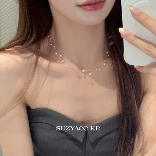 suzyacc kr仿珍珠满天星项链女高级轻奢小众锁骨链温柔气质颈链 - 图1