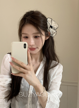 suzyacc kr CARO同款博主风绢纱花朵抓夹复古温柔小众高级盘发夹