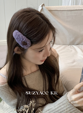 suzyacc kr 爱心毛绒发夹复古甜美小众简约蓬松刘海夹百搭侧边夹