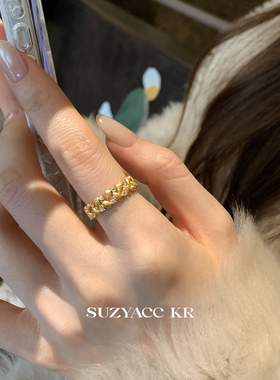 【新品限时2件88折】12.30 20点金色麦穗合成锆石戒指