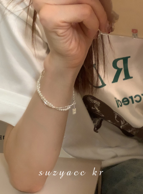 suzyacc kr重工淡水珍珠碎银子串珠手链女轻奢小众精致纯银手饰