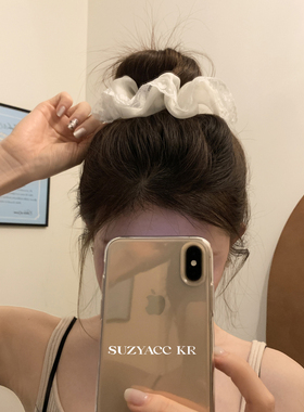 suzyacc kr纯欲奶油蕾丝边网纱发圈网红2026新款温柔百搭大肠圈女