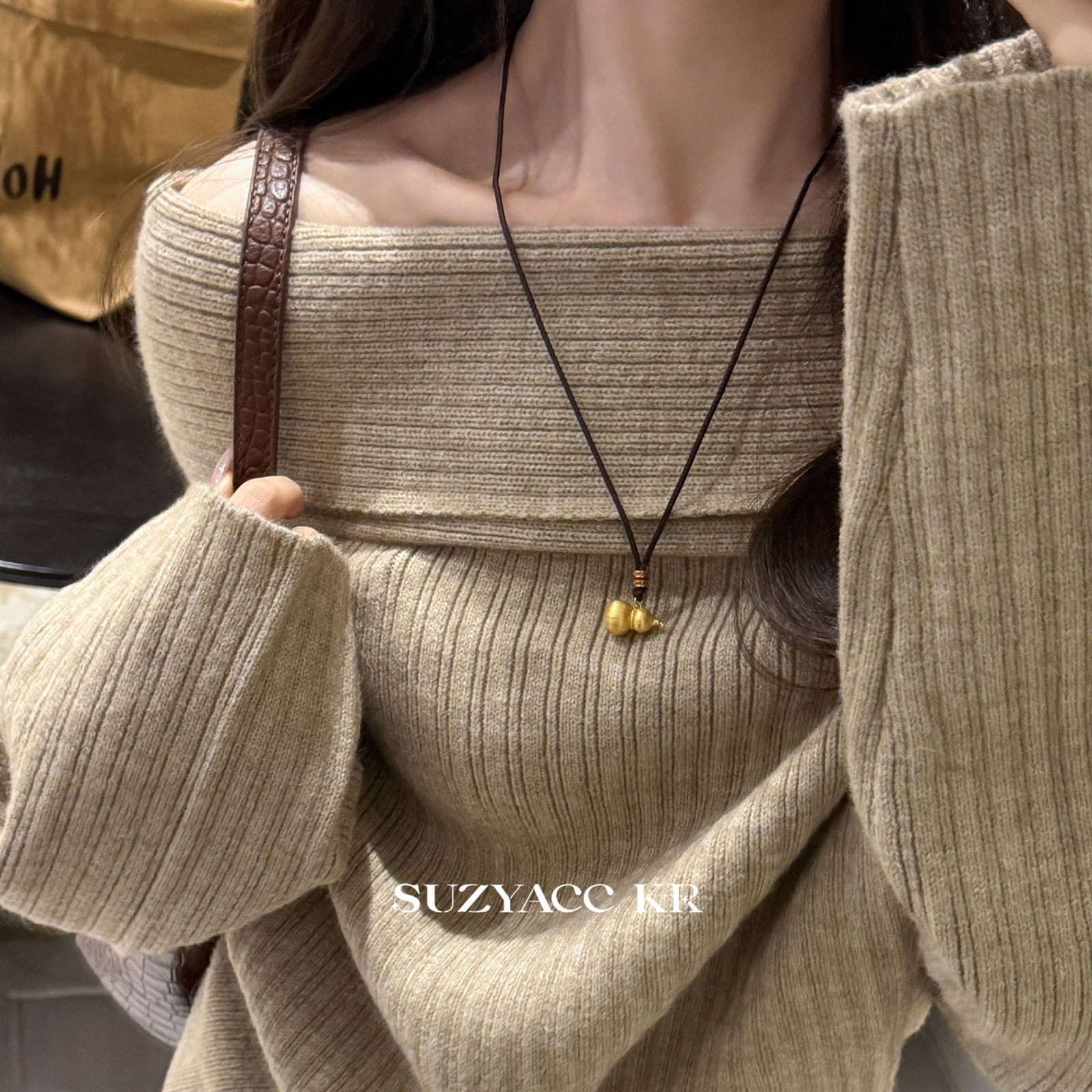 suzyacc kr珠宝感纯银拉丝金葫芦毛衣链新年轻奢高级感贵气长项链,淘宝优惠券,粉丝福利购,淘宝优惠卷