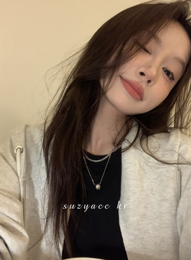 秋冬双层毛衣链简约圆环项链