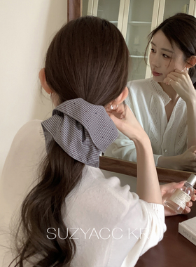 suzyacc kr法式复古格子方巾发圈低调通勤调智感扎头发皮筋头绳女
