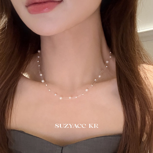 suzyacc kr仿珍珠满天星项链女高级轻奢小众锁骨链温柔气质颈链 - 图0