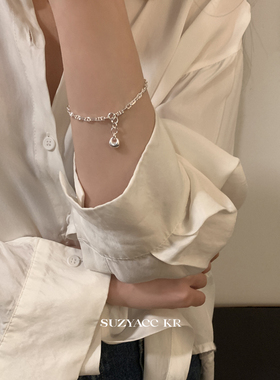 suzyacc kr银坨坨纯银猪鼻子手链小众简约百搭手链重工高级手饰