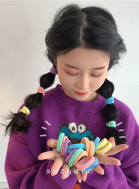 韩国东大门糖果彩色基础款光版小发圈发绳女简约百搭头绳头发饰品