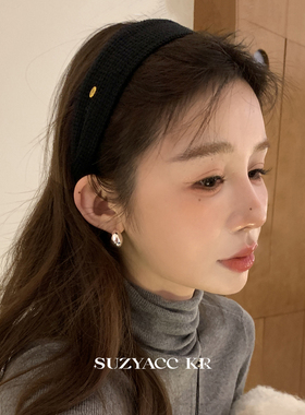 【藤姐同款 】suzyacc kr松弛感纯色布艺金标宽边发箍老钱风头箍