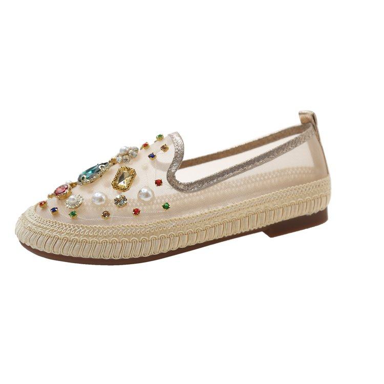 平底单鞋女2024新款春夏季百搭网纱水钻懒人渔夫鞋半拖包头凉拖鞋,淘宝优惠券,粉丝福利购,淘宝优惠卷