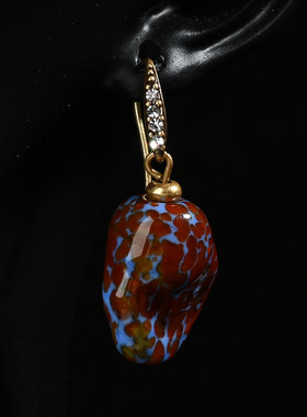 中古欧美风项链小众个性绿色红色蛙皮巴洛克琉璃淡水珍珠串珠耳饰