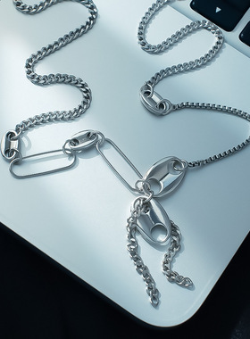 甜酷风流苏猪鼻子项链女嘻哈潮流轻奢ins小众个性拼接锁骨链饰品