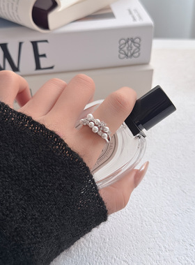 圣诞节锆石雪花珍珠小众可调节开口指环戒指女小众轻奢食指戒