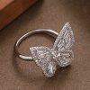 Cross-border fashionable and simple explosive zircon butterfly adjustable open ring niche exquisite hand jewelry
