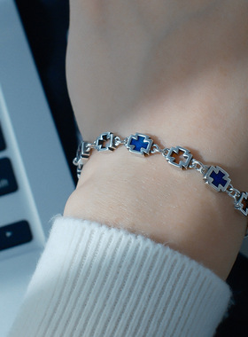 新款感轻奢滴釉彩色珐琅十字架手链ins时尚小众嘻哈百搭手饰