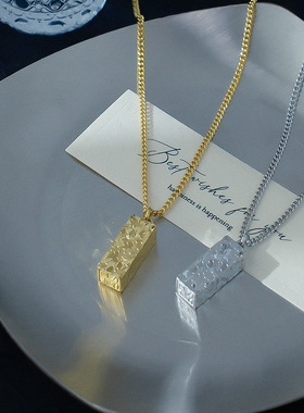 碎冰冰四方来财金条项链女轻奢气质小众设计精致感锁骨链饰品