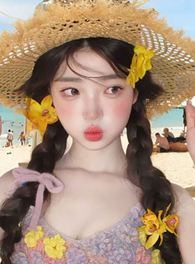 度假黄色蕙兰花朵侧边夹拍照发饰