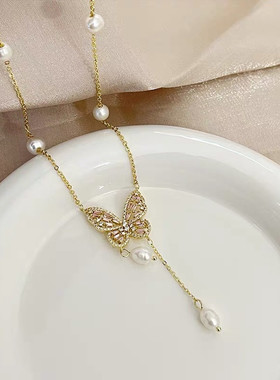 慧莹铜锆石水波链女蝴蝶项链