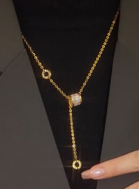 小众钛钢不褪色项链长款毛衣链女