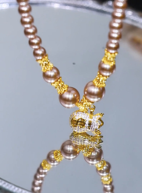 香槟色福袋珍珠项链女时尚