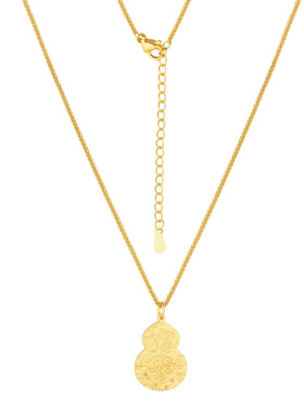 爆款碎冰冰葫芦项链女小众古法爆闪金色福禄双收双面佩戴锁骨链