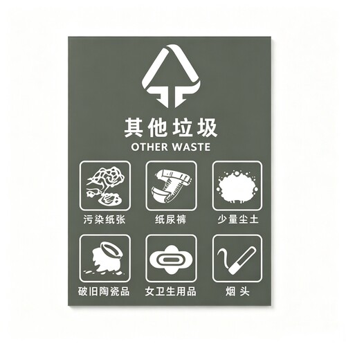 亚克力餐厨有害可回收干湿垃圾分类标示牌环卫垃圾桶柜贴平面贴 - 图3