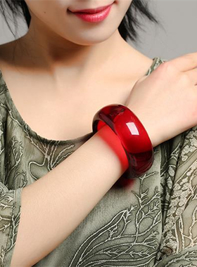 血珀鸡油黄酒红色波罗的海手镯