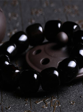 西藏牦牛角佛珠纯黑桶手串女批发