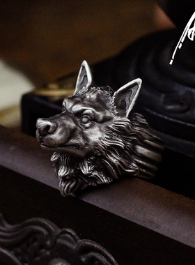 动物戒指环A鸦925纯银复古狼狗