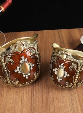 欧式风金属客厅茶几垃圾桶装饰品