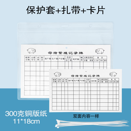 母猪配种跟踪卡片产仔记录档案繁殖记录牌猪用记录卡母猪记录卡表 - 图0