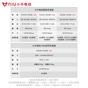 小牛电动充电器原装 MQi/UQi/NQi/G0/G2/F0/F2/C0电动车适用