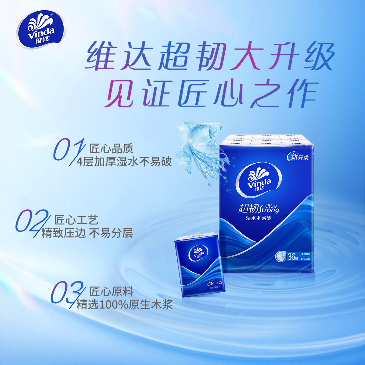 维达超韧手帕纸便携装4层8张36包迷你小包卫生纸巾随身餐巾面巾纸 - 图2