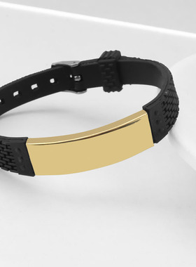 定制刻字皮革不锈钢手链男士大气超酷个性高级轻奢