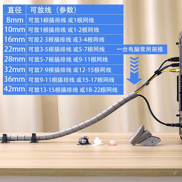 热销电线包线管保护套护线美观网线收纳束线管线器管固定收线器-图2