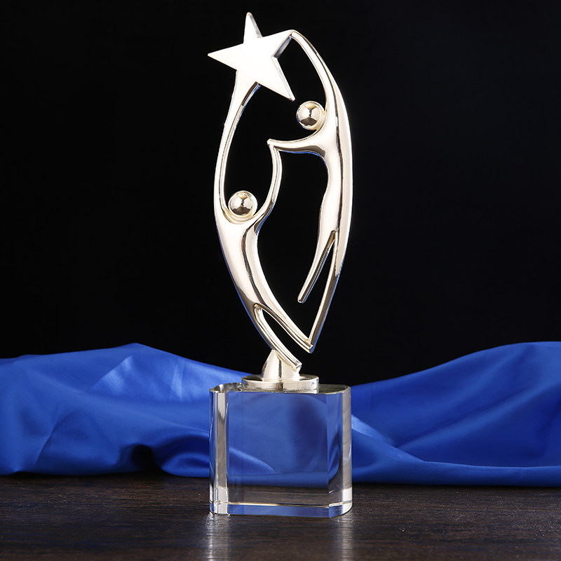 双人举星金属水晶奖杯啦啦队双人舞合作共赢颁奖礼品活动颁奖奖杯,淘宝优惠券,粉丝福利购,淘宝优惠卷