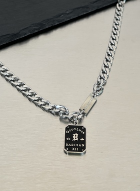 好运铭牌钛钢项链男女款冷淡风轻奢小众百搭嘻哈锁骨链颈链潮配饰