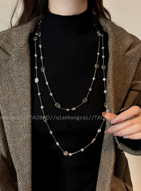 秋冬多层叠戴毛衣链女项链配饰