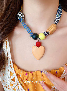 时髦趣味拼接可调节项链女锁骨链