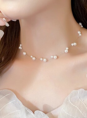 满天星大小珍珠项链女锁骨链配饰