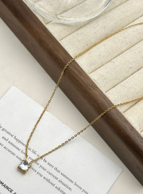 轻奢高级感极简风锆石钛钢项链女2024新款气质百搭锁骨链颈链配饰