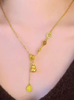 钛钢不掉色福字葫芦吊坠锁骨链