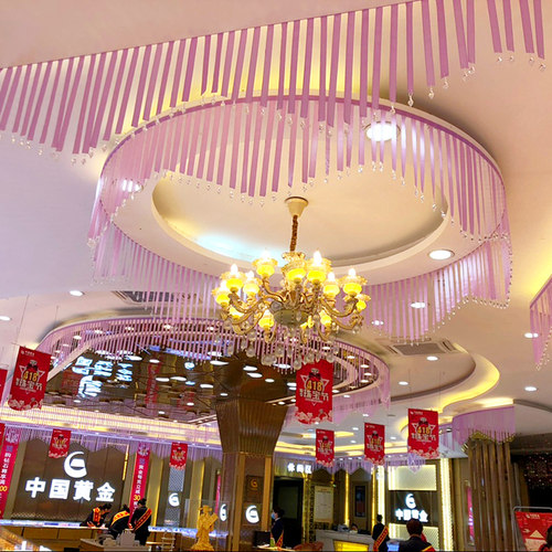 中秋国庆节商场吊顶水晶丝带珠宝店面氛围装饰黄金店开业布置挂件 - 图3