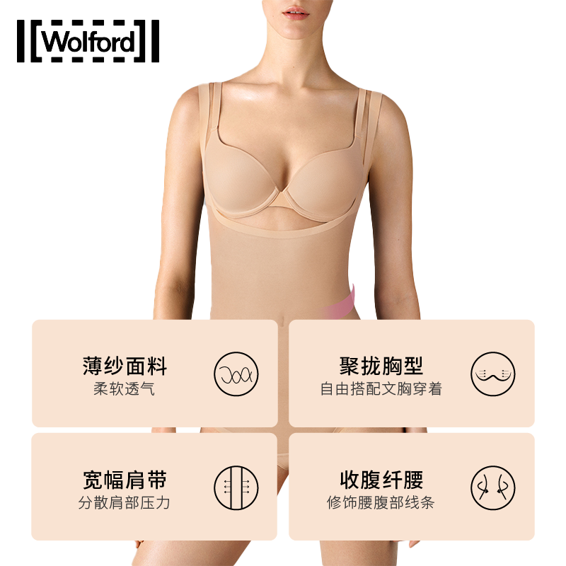 Wolford/沃尔福特Tulle轻薄收腹美体打底塑身形丁字连体衣女79222 - 图0