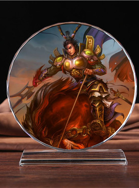 三国人物画像水晶摆件模型工艺品
