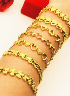 新款仿真假五角欧币风沙金手链