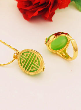 复古马来玉红黑绿黄色仿真项链