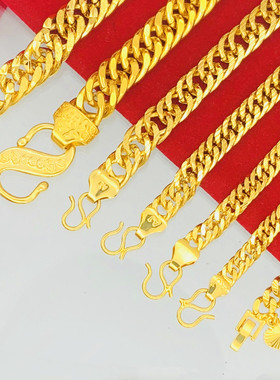 经典老板链男沙金铜镀金马鞭链