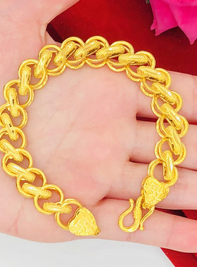 泰国金手链男女款铜镀金车花福扣