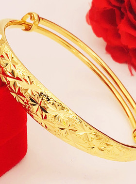 实心满天星手镯沙金伸缩式镀金女
